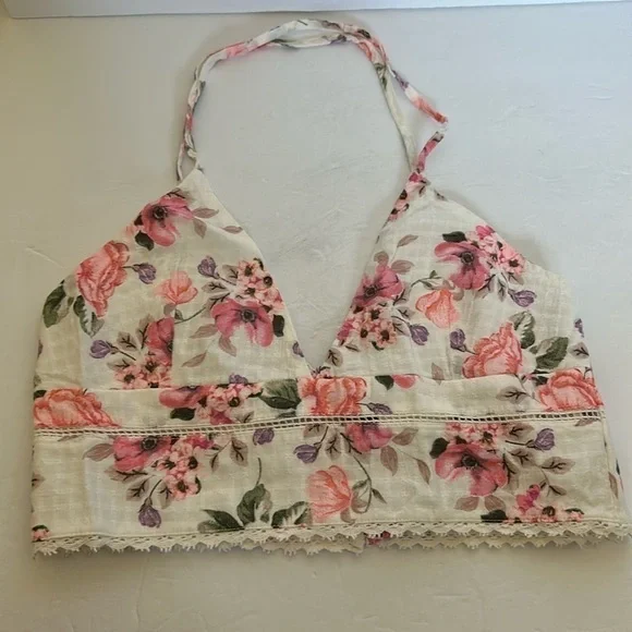 ZARA floral print HALTER CROP TOP NWT small and medium - Picture 3 of 16